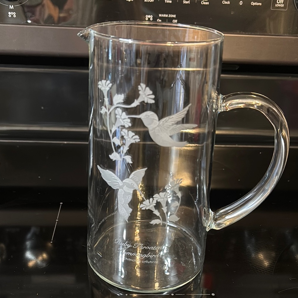 VTG Dale Moore Pitcher  with Hummingbird Etching